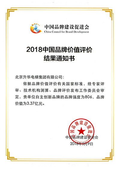 品牌价值评价通知书